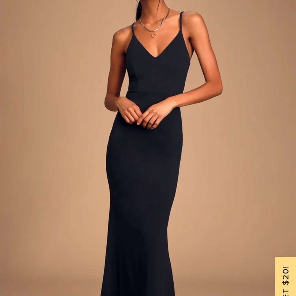 Lulu’s  Moments Of Bliss Black Backless Mermaid Maxi Dress